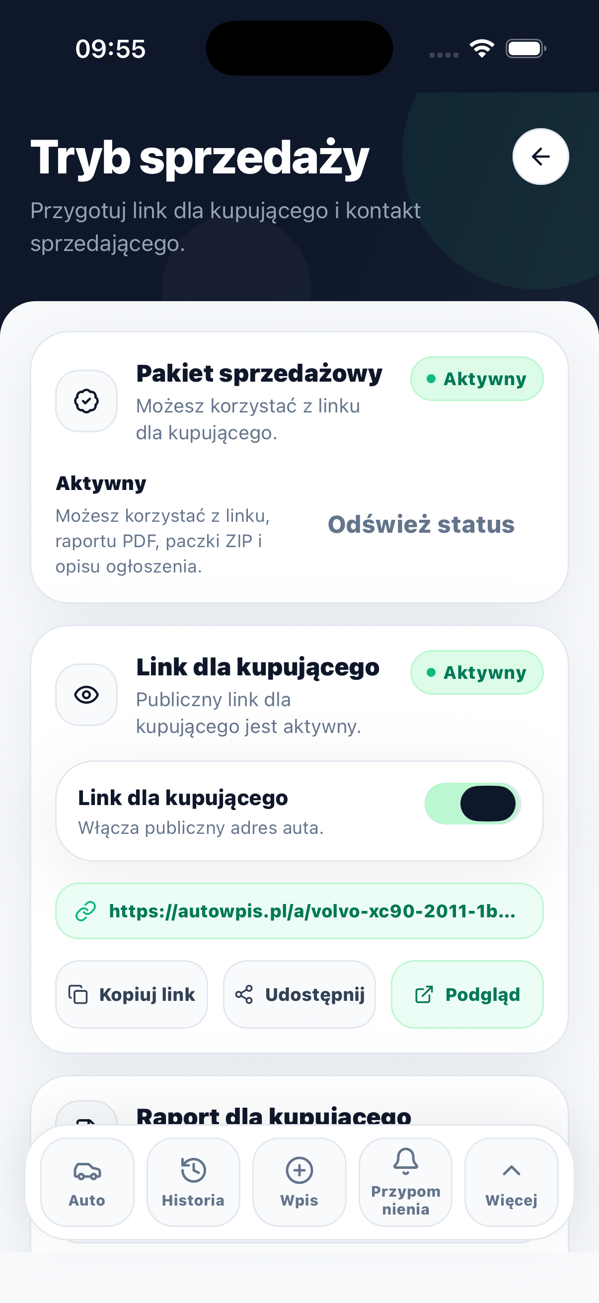 Tryb sprzedaży - link i PDF dla kupującego